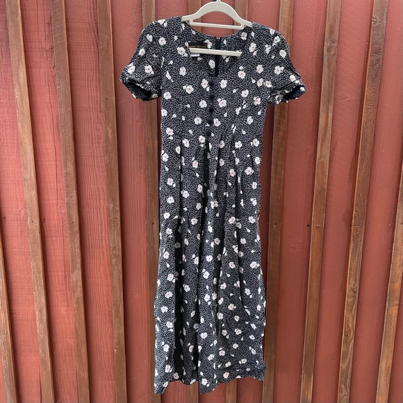 Vintage Donna Ricco Black & White Floral Romper Jumpsuit Dress Small Women - Picture 3 of 14